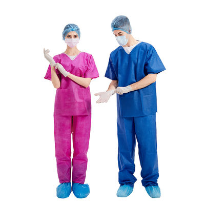SMS Disposable Scrub Suits , Short Sleeve Scrubs Non sterile
