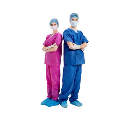 Short sleeves Disposable Scrub Suits , FDA Medical Scrub Suits Uniforms