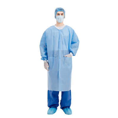 Single Collar PP Disposable Lab Coats ISO13485 Standard